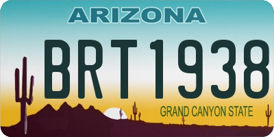 AZ license plate BRT1938