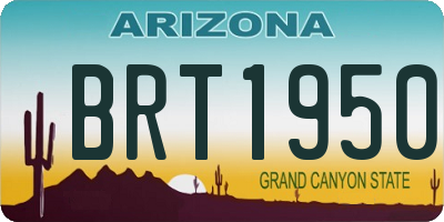 AZ license plate BRT1950