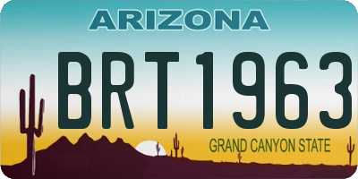 AZ license plate BRT1963