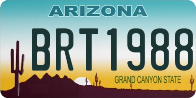 AZ license plate BRT1988