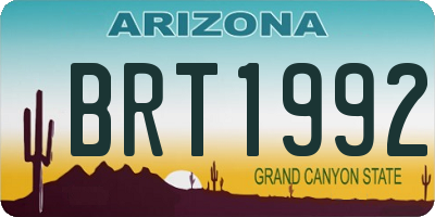 AZ license plate BRT1992