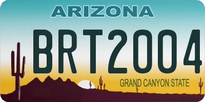 AZ license plate BRT2004
