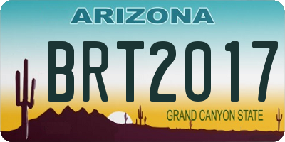 AZ license plate BRT2017