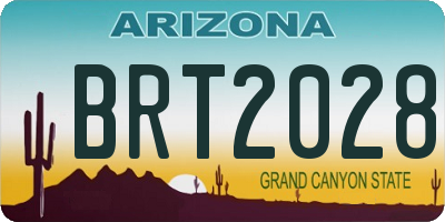 AZ license plate BRT2028
