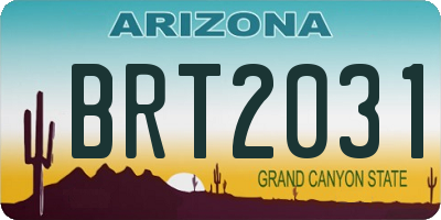 AZ license plate BRT2031
