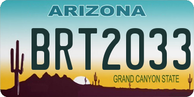 AZ license plate BRT2033