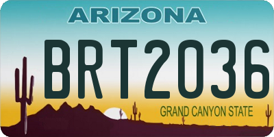 AZ license plate BRT2036