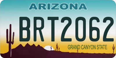 AZ license plate BRT2062