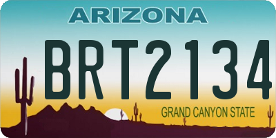 AZ license plate BRT2134