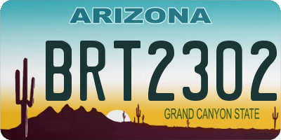 AZ license plate BRT2302