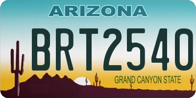 AZ license plate BRT2540