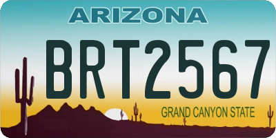 AZ license plate BRT2567