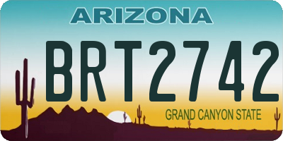 AZ license plate BRT2742