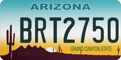 AZ license plate BRT2750