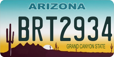 AZ license plate BRT2934