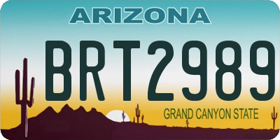 AZ license plate BRT2989