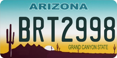AZ license plate BRT2998