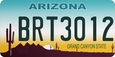 AZ license plate BRT3012