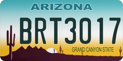 AZ license plate BRT3017