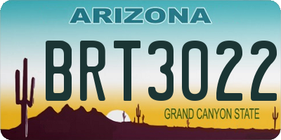 AZ license plate BRT3022