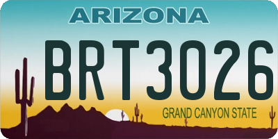 AZ license plate BRT3026