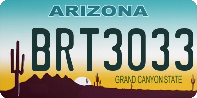 AZ license plate BRT3033