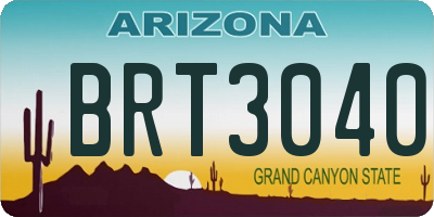 AZ license plate BRT3040