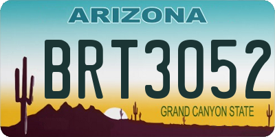 AZ license plate BRT3052