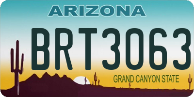 AZ license plate BRT3063