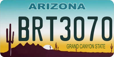 AZ license plate BRT3070