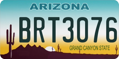 AZ license plate BRT3076