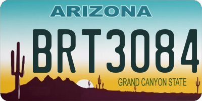 AZ license plate BRT3084