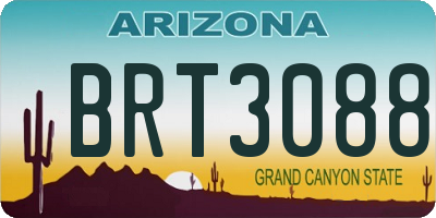 AZ license plate BRT3088