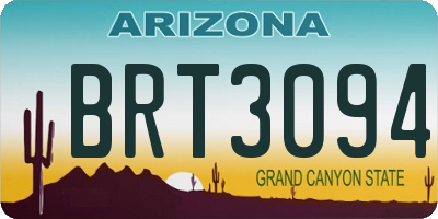 AZ license plate BRT3094