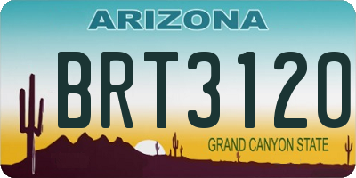AZ license plate BRT3120