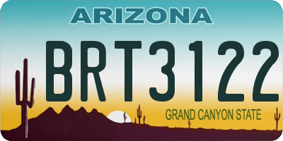 AZ license plate BRT3122