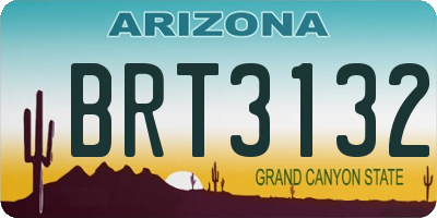AZ license plate BRT3132