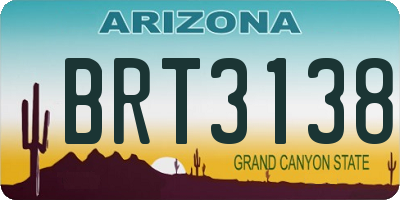 AZ license plate BRT3138