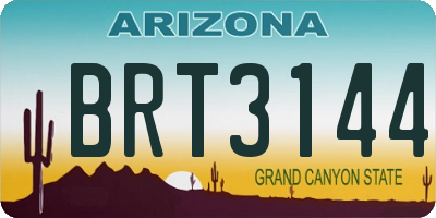 AZ license plate BRT3144
