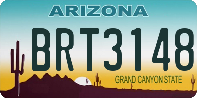 AZ license plate BRT3148