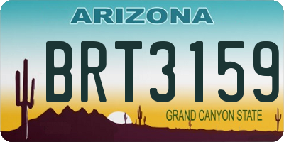 AZ license plate BRT3159