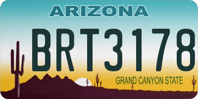 AZ license plate BRT3178
