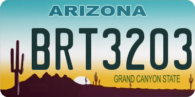 AZ license plate BRT3203