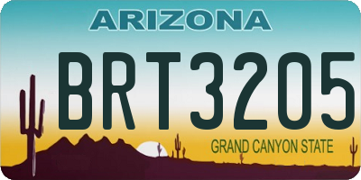 AZ license plate BRT3205