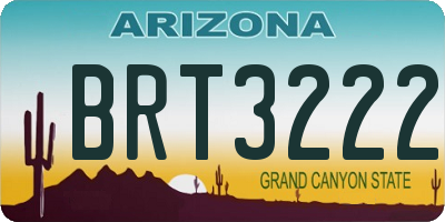 AZ license plate BRT3222