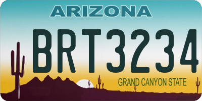 AZ license plate BRT3234