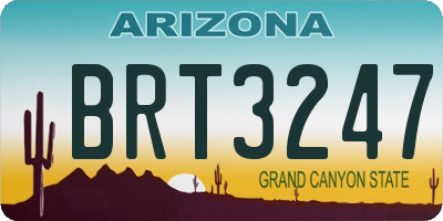 AZ license plate BRT3247