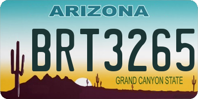 AZ license plate BRT3265