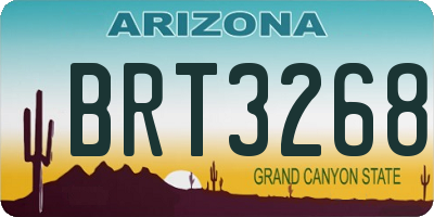 AZ license plate BRT3268