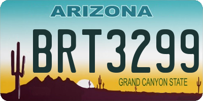 AZ license plate BRT3299